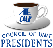 Logo for ATE CUP - Council of Unit Presidents on an image of a cup with saucer
